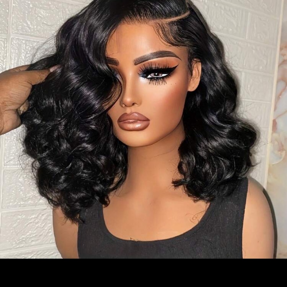 12” Elegant Black Wavy Hair Wig